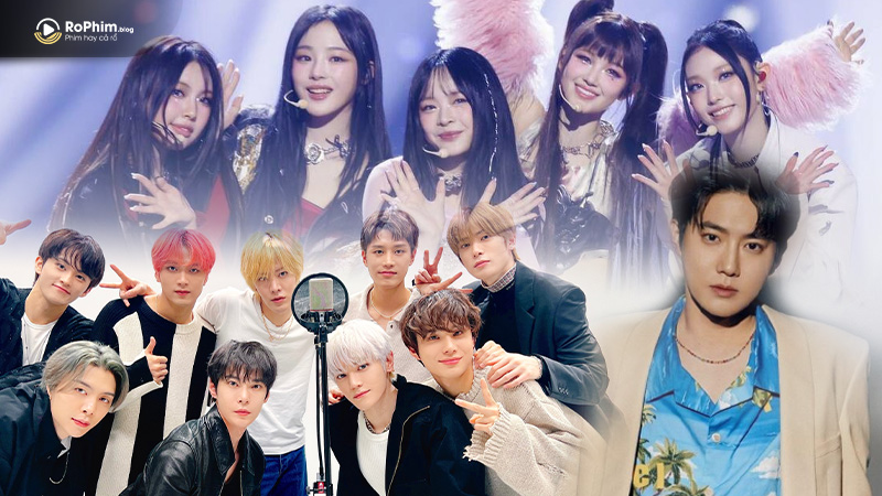 Hình ảnh tổng hợp các idol nổi bật sẽ tham dự AAA 2024, gồm nhóm nhạc nữ, nam và nghệ sĩ solo Hàn Quốc.